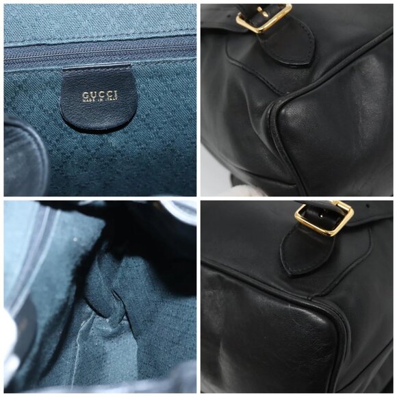 GUCCI Bamboo Backpack Leather Black Gold main image 8